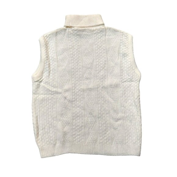 Vintage 1940s-1950s Cream Ribbed Sleeveless Knit Turtleneck Sweater Top Medium - Picture 4 of 9